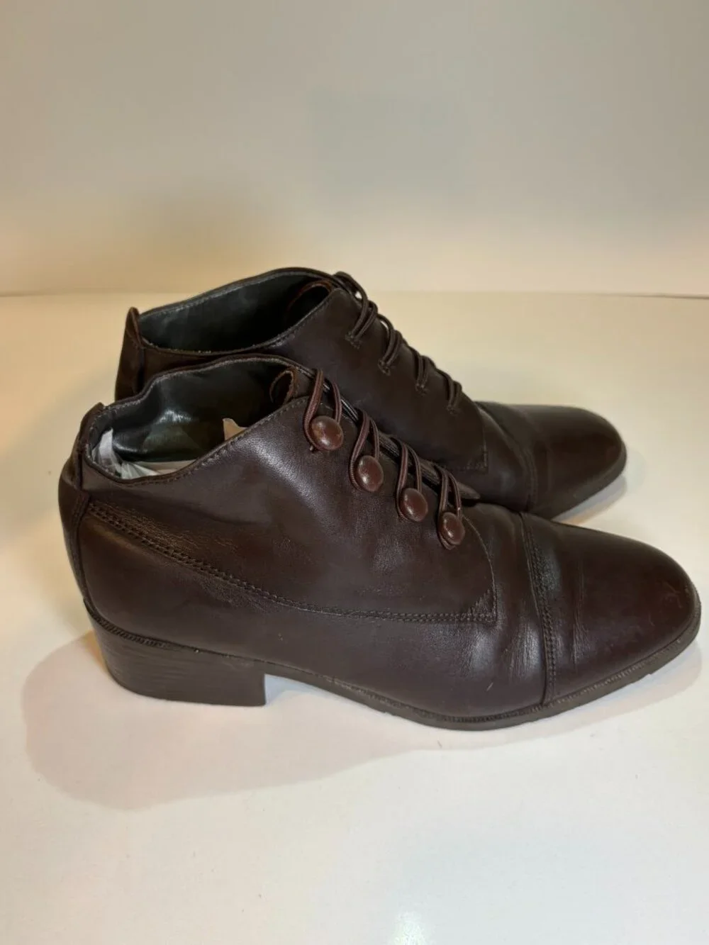 St. John's Bay Vintage Victorian Brown Leather Granny Ankle Boots 6M